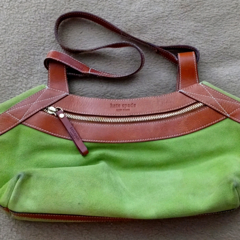 Kate Spade green suede shoulder bag